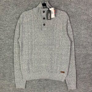 NWT Buffalo David Bitton‎ Men’s half Button Sweater Gray Size M
